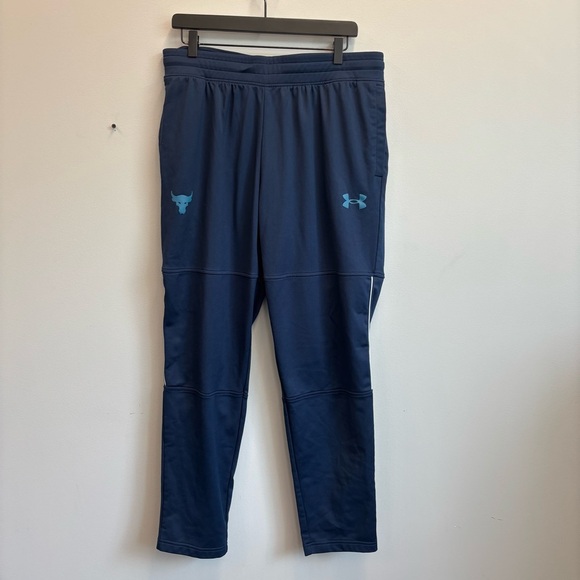 Under Armour UA Project Rock Knit Track Pants Mens XL Blue - Picture 1 of 11